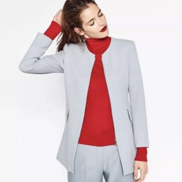 Zara Pale blue zip front jacket Sz M - Picture 7 of 7